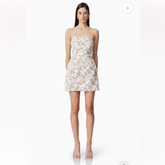 elliatt vonni white 3d floral mesh lace beaded mini bridal dress size XXS NEW - Picture 2 of 10